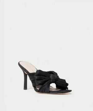 Loeffler Randall Claudia Pleated Bow Mule Heels Black Size 9.5 NIB $395